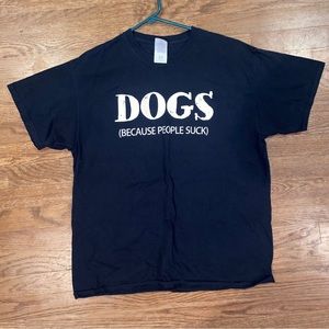 Gildan Short Sleeve Dogs T Shirt Mens Size Large Black Casual Graphic